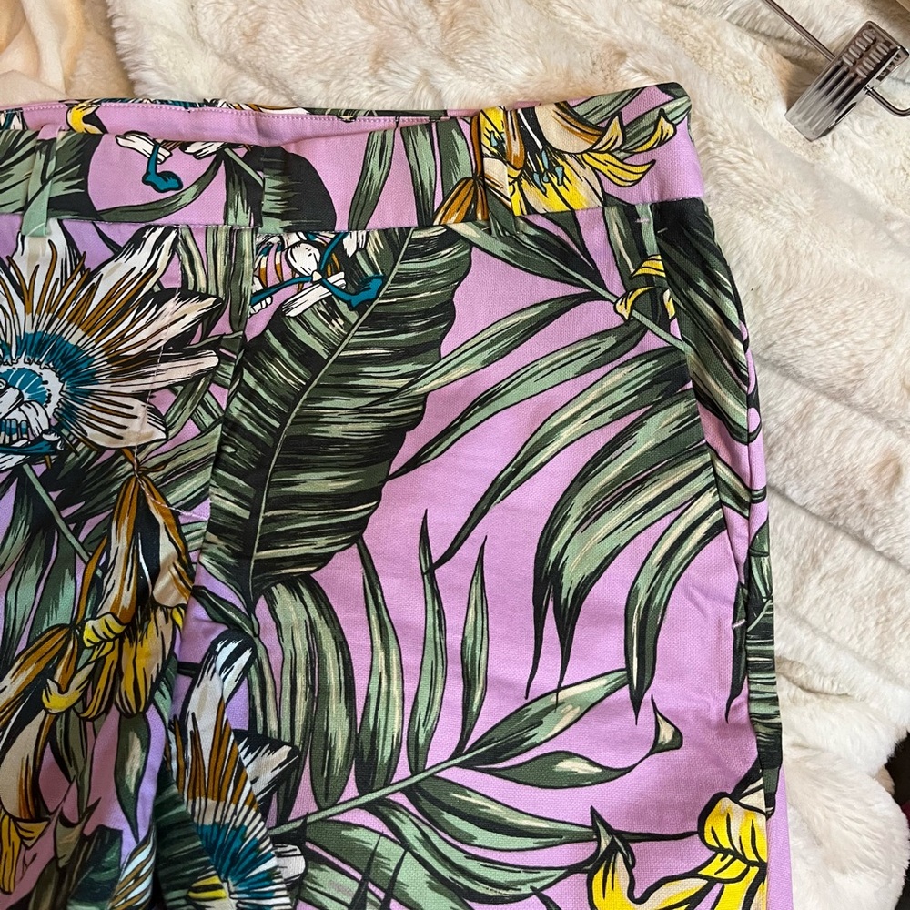 J. Crew Womens 6 Relaxed Waist Purple Tropical Slim Crop Spring Summer Pants